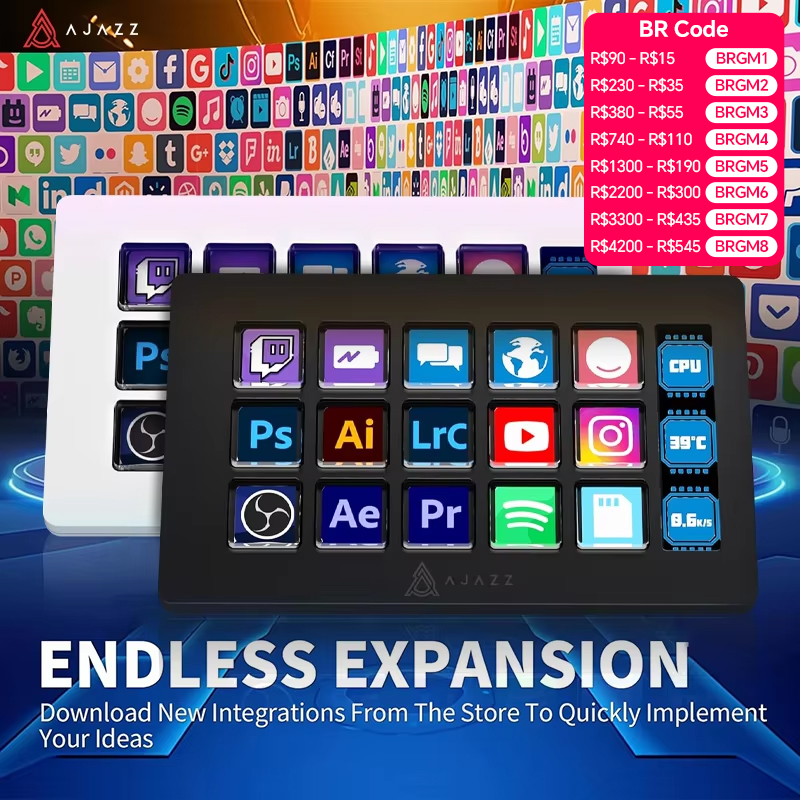 Elgato Stream Deck - AJAZZ AKP153E/AKP03E Multifunktionales Konsolen-Panel Desktop-Assistent 15