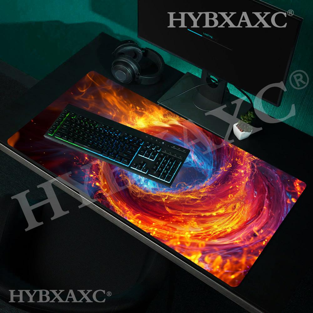 Esports Gaming Free Fire - HYBXAXC Feuer-Eis-Vortex Abstraktes Mauspad, Farbenfrohe Wirbel-Gaming-Schreibtischunterlage,