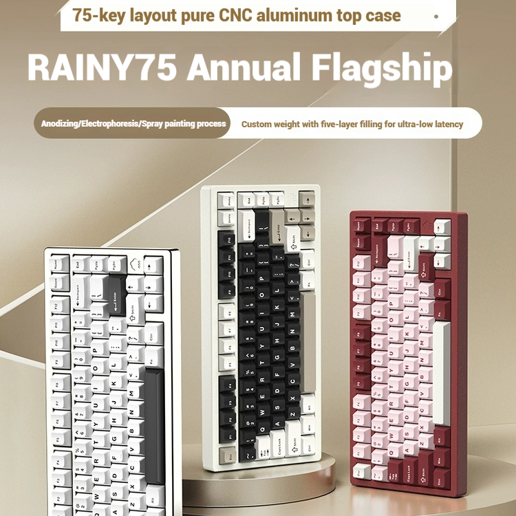 Esports Gaming Keyboard - Drahtlose Bluetooth RAINY75 maßgeschneiderte Gaming-Tastatur, Aluminiumgehäuse,