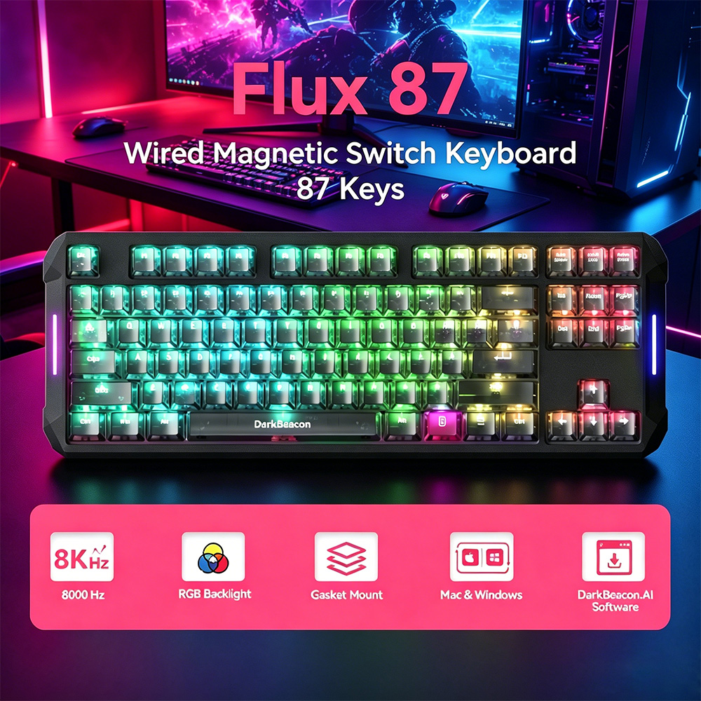 Esports Gaming Photo - DarkBeacon Flux 87 Hall-Effekt Gaming-Tastatur Kabelgebunden,