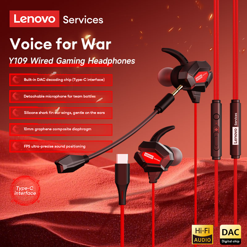 Esports Gaming Phone - Lenovo Y109 Kabelgebundenes Gaming-Headset mit Haifischflossen-Design,